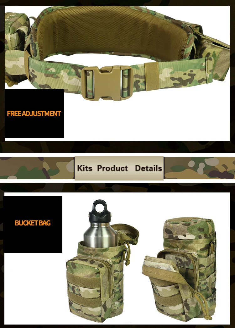 Factory Direct Supply Tactical Duty Waist Belt Molle Camo Gun Utility Battle Belt Padded Tactical Combat Belt